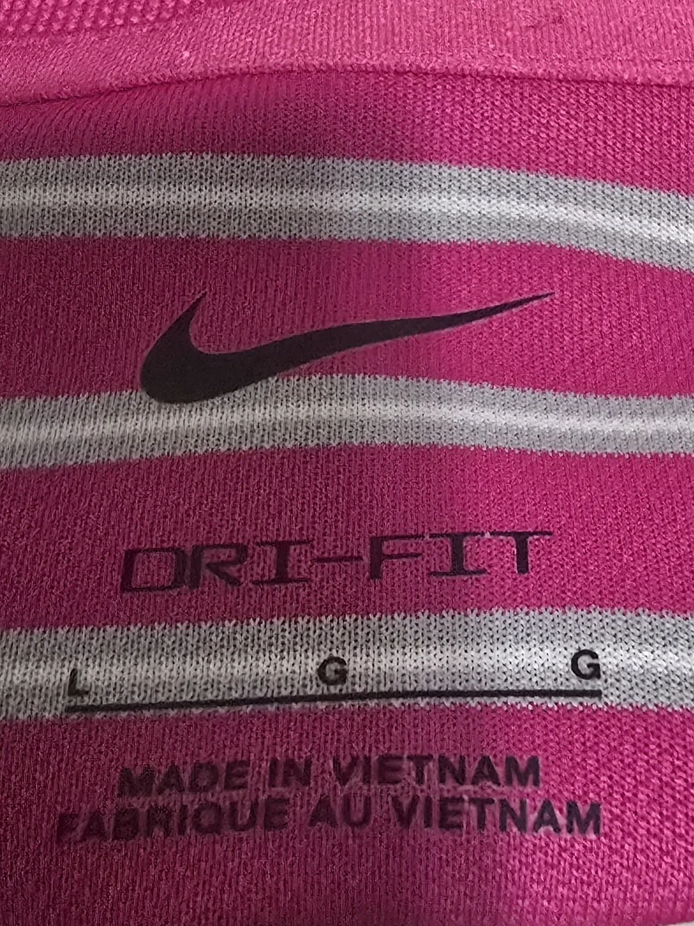 Nike Men’s Pink Striped Polo Shirt - Large